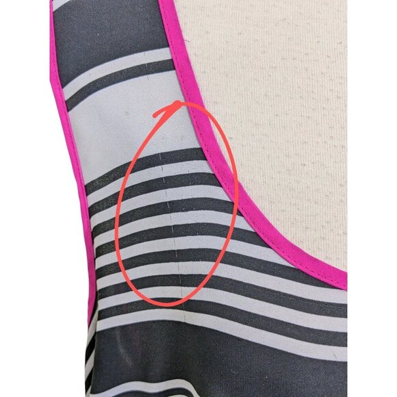 Torrid Striped Pocket Tank Top Black White Neon Pink Trim Womens Plus Size 3X - Picture 10 of 11